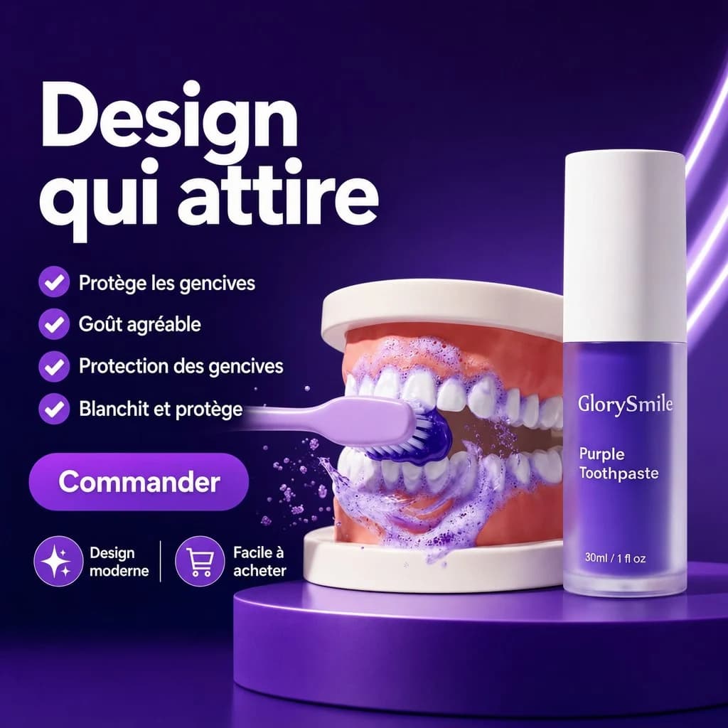 Affiche Creafrik : dentifrice GlorySmile, accroche « Design qui attire ».